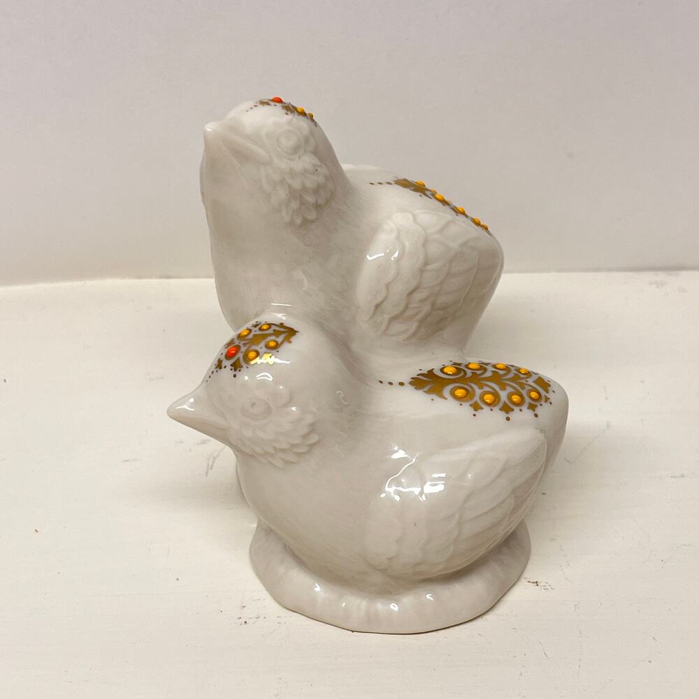 Vintage 1992 Lenox China Jewels Collection Twin Chicks w Gold Trim